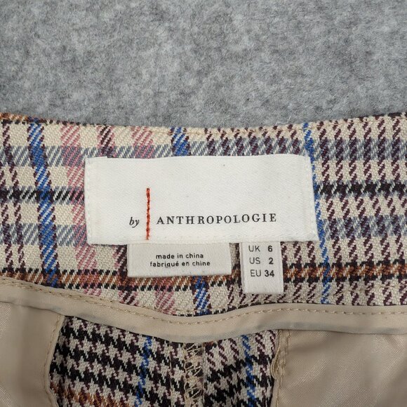 Anthropologie Plaid Cuffed Tapered Dress Pants Size 2 - Picture 8 of 10